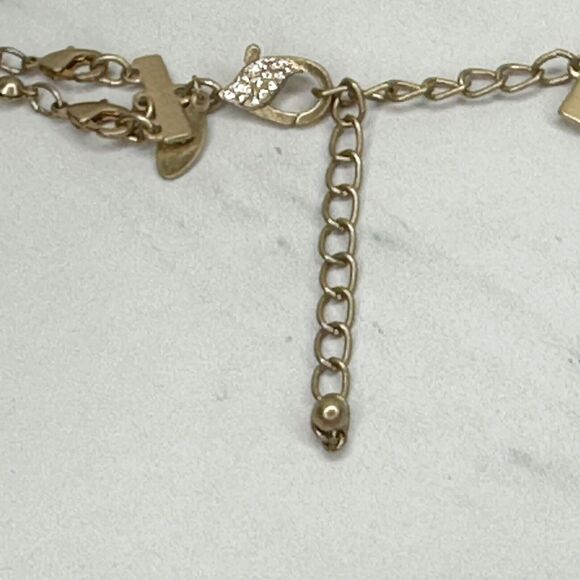 Chico's Layered Double Strand Chunky Faux Pearl Beaded Long Gold Tone Necklace - Picture 4 of 14